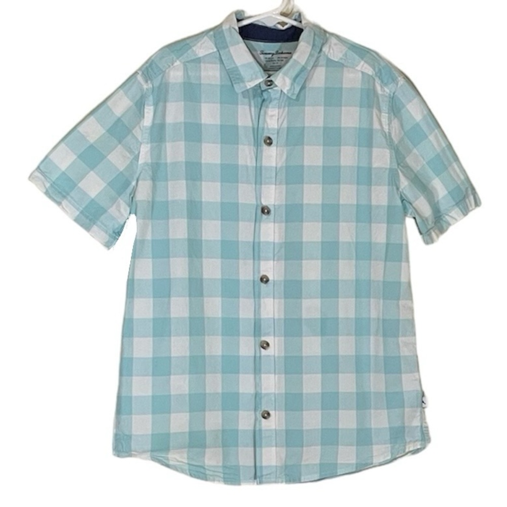 Tommy Bahama Boy’s Gingham Short‎ Sleeve Button Up Size XL (14)